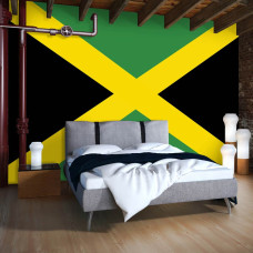 Een fotobehang met de vlag van Jamaica voor de slaapkamer.