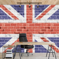 Een fotobehang van de vlag van het Verenigd Koninkrijk voor een kantoor.