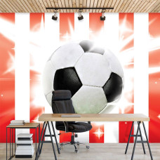 Fotobehang met rood-witte voetbal voor kinderen, passend op kantoor.