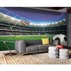 Fotobehang met Braziliaanse vlag in een stadion voor voetbal, geschikt voor tienerkamer.