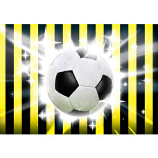 Fotobehang met een zwart-gele voetbal op een achtergrond voor tieners.