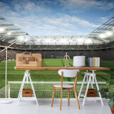 Een fotobehang van een vol stadion met zicht op het publiek, ideaal voor een kinderkamer of jongenskamer.