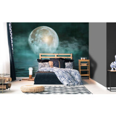 Fotobehang met maanlicht dat het water verlicht in een rustgevende kinderkamer van een tiener.