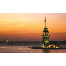 Fotobehang van een vuurtoren in Istanbul, met uitzicht op de Turkse kustlijn.