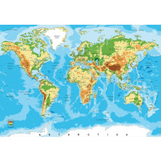 Wereldkaart van de aarde, fotobehang met een globale en wereldwijde uitstraling voor een moderne ruimte.