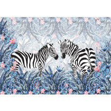 Abstracte zebra-art met levendige lijnen en vormen, weergegeven op dit speelse en moderne fotobehang.