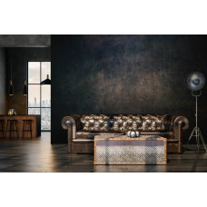Een fotobehang met een zwarte betonnen muur in een modern industriėle stijl, ideaal voor een woonkamer.