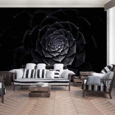 Een fotobehang met een zwarte bloem schilderij voor de woonkamer en slaapkamer.