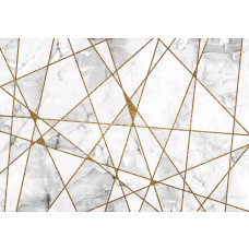 Luxe marmeren patronen met gouden accenten, gemengd met industriële details voor een modern design.