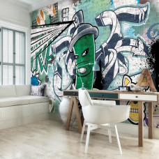 Een graffiti fotobehang met abstracte kunst voor de tienerkamer en woonkamer.