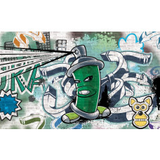 Graffiti fotobehang met een abstracte tekening, stoer en modern.