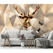 Een hert-fotobehang in abstracte kunststijl voor de huiskamer.
