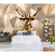 Een hert-fotobehang in abstracte kunststijl voor de slaapkamer.