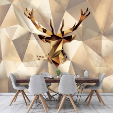 Een hert-fotobehang in abstracte kunststijl voor de woonkamer.