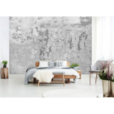 Een industrieel fotobehang met beton voor de slaapkamer.
