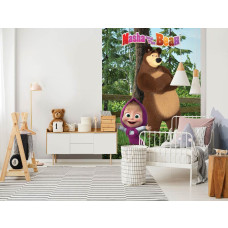 Een kinderbehang van Masha en de Beer voor de babykamer en kinderkamer.