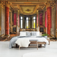 Een fotobehang van een oud gebouw in industriėle en urban stijl voor de slaapkamer.