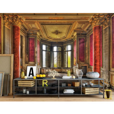 Een fotobehang van een oud gebouw in industriėle en urban stijl voor de woonkamer.