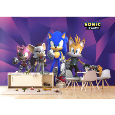 Een fotobehang met Sonic Prime in de gamekamer, waar de energieke kleuren en iconische personages zorgen voor een spannende en levendige gaming-omgeving.