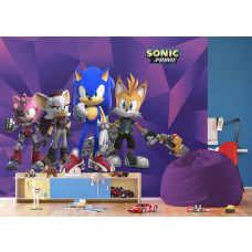 Een fotobehang met Sonic Prime in de jongenskamer, waarbij de stoere uitstraling van Sonic en zijn vrienden zorgt voor een dynamisch en actievol decor.