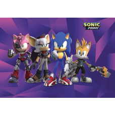 Een fotobehang met Sonic Prime, waarin Sonic en zijn vrienden in een futuristisch landschap vol snelheid en actie een dynamische uitstraling geven.