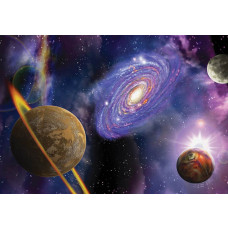 Space fotobehang met universum, planeten en het heelal.