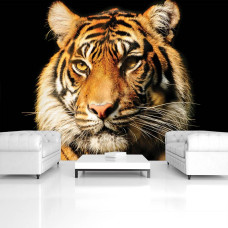 Een fotobehang met een tijger voor de slaapkamer.