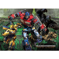Een fotobehang met Transformers, waarin iconische robots zoals Optimus Prime en Bumblebee in een futuristisch en dynamisch design worden weergegeven.