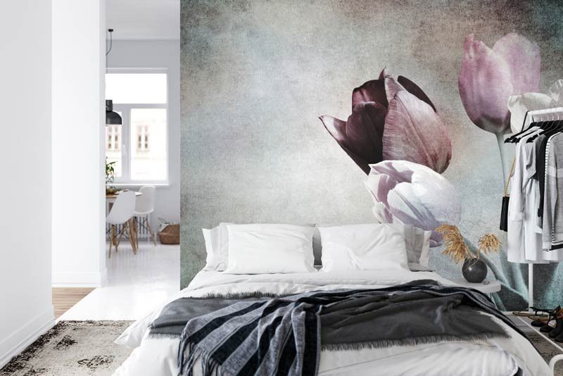 Fotobehang 3D-Effect Retro Olieverf Bloemen Vlinder Fotowand Papier Woonkamer Slaapkamer Europese Stijl Muurschildering Behang 3D Home Decor 400(W) X280(H) Cm