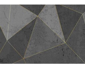 3D-fotobehang van gouden lijnen en marmeren driehoeken, modern design.