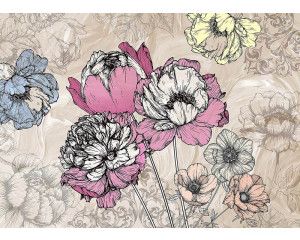 Fotobehang Vintage Bloemencompositie