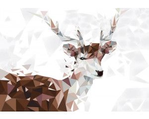 Fotobehang van een hert in een abstracte kunst vorm.