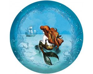 Behangcirkel van Ariel, dromend in haar onderwaterwereld, met vissen en magische zeewiervelden.