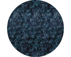 Blauwe tinten in een natuurrijk planten thema op een muurcirkel.