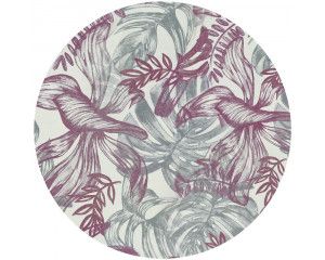 Abstracte roze en groene bladeren, weergegeven op een kunstzinnige behangcirkel.