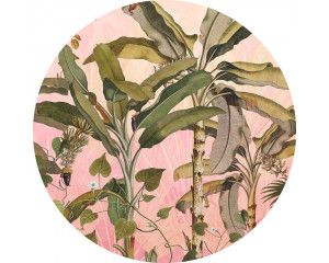 Botanische planten en jungle thema op een muurcirkel.