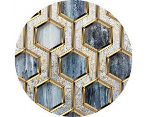 Glamour gouden zeshoek in hexagon-stijl, afgebeeld op een behangcirkel.