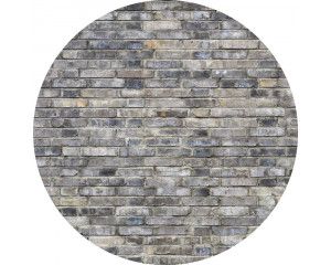Grijze stenen muur, afgebeeld op een industriële behangcirkel.