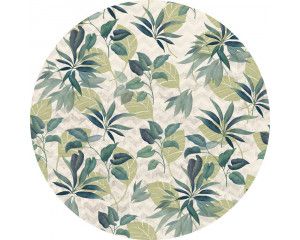 Groene bladeren met patronen op een stijlvolle muurcirkel.