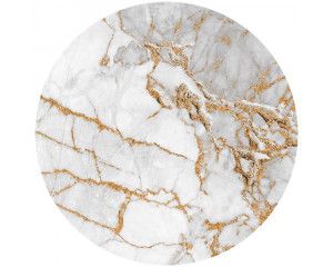 Luxe marmer behangcirkel met witte en gouden lijnen voor een industrieel effect.