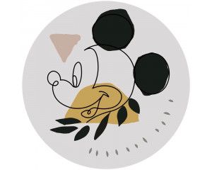 Mickey Mouse in moderne kunststijl, afgebeeld op een Disney behangcirkel.