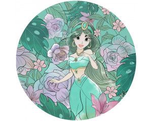 Behangcirkel van Prinses Jasmine, met een prachtige oosterse achtergrond en paleizen op de achtergrond.