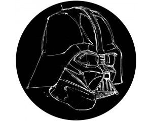 Darth Vader in inktstijl, afgebeeld op een Star Wars behangcirkel.