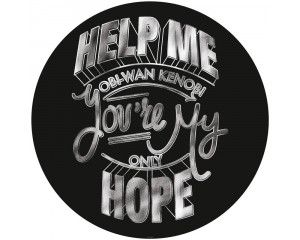 Help me Obi-Wan Kenobi scène uit Star Wars, afgebeeld op een behangcirkel.