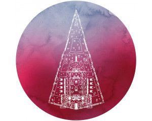 Star Destroyer uit Star Wars, indrukwekkend afgebeeld op een behangcirkel.