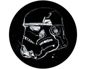 Stormtrooper in inktstijl, afgebeeld op een Star Wars behangcirkel.