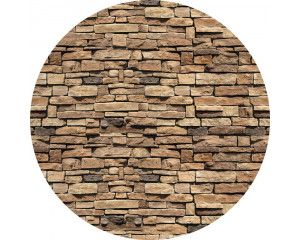 Industriële stenen muur, robuust afgebeeld op een behangcirkel.