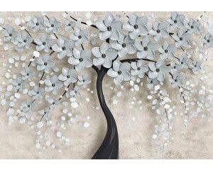 Abstract bloemenboom fotobehang, kleurrijk en modern design.