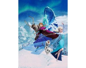 Frozen fotobehang met Elsa's magie, omringd door sneeuwvlokken, ideaal voor een winterthema kamer.