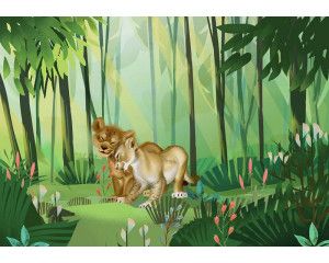 Lion King jungle Simba fotobehang, ideaal voor een avontuurlijke kinderkamer.